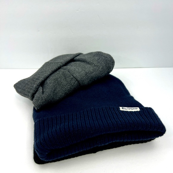 BEN SHERMAN, 3 PACK BEANIE SET, UNISEX, ONE SIZE FITS ALL, GREY, NAVY & BLACK - Picture 9 of 16